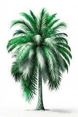 Green palm tree isolated on white background