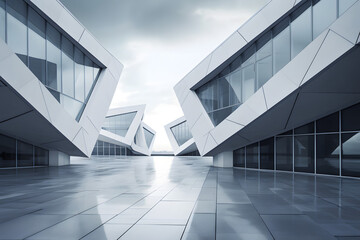 A modern staircase stands in a bright room, its abstract design adding a touch of minimalism. Sunlight streams through the window, illuminating the stairs and adding a warm ambiance to the space.