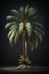 Palm tree isolated on dark background