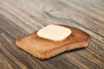 Slice of Toasted Tasty Bread With Melting Butter