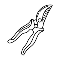 Hedge shears doodle. Pruners sketch. Gardening icon