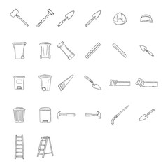 Construction Doodle Icon Vector Art. Work Tools Building Illustration. Sketch design Clip Art.
