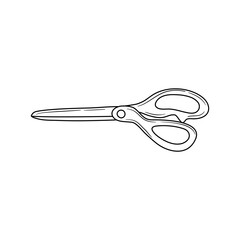 Scissors linear vector icon in doodle style, hand drawn