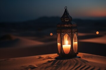 Arabian Nights: Enchanting Lanterns in the Desert. Generative AI.