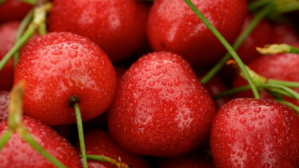 Red cherry berries close up