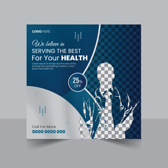 Healthcare social media post for hospital clinic promotion web banners