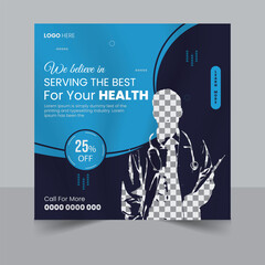 Healthcare social media post for hospital clinic promotion web banners