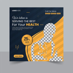 Healthcare social media post for hospital clinic promotion web banners