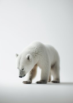 White Polar Bear: Minimalistic Elegance of Arctic Majesty. Generative AI