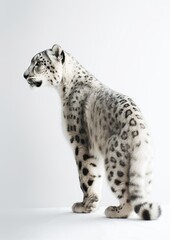 Graceful Snow Leopard: A Minimalistic Portrait of Wild Elegance. Generative AI