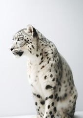 Obraz premium Graceful Snow Leopard: A Minimalistic Portrait of Wild Elegance. Generative AI