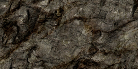 Abstract dark brown grey dirty rock or stone wall with grey material cracked parts and veins. Cracked cement material or stone. Old vintage scratches, stain, rock splats, brush strokes. Stucco	
