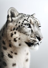 Fototapeta na wymiar Graceful Snow Leopard: A Minimalistic Portrait of Wild Elegance. Generative AI