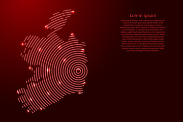 Ireland, map from futuristic concentric red circles and glowing stars for banner, poster, greeting card