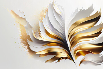 White background and gold leaf art abstract art background. 
