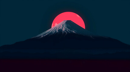 Mount Fuji in cool samurai style