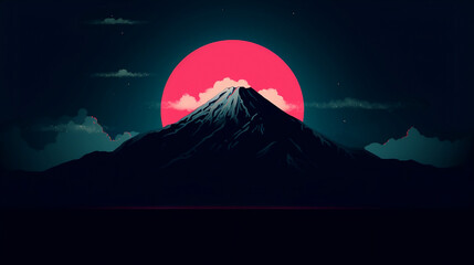 Mount Fuji in cool samurai style