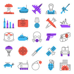 War and military icon set