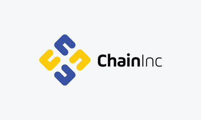 Chain square logo concept link connection symbol technology networking corporation