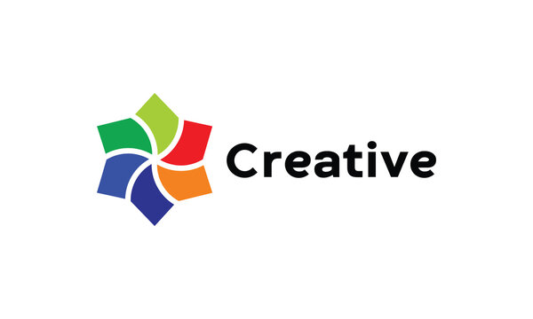 Creative design flower colorful logo vector art design elegant harmony modern style networking partnership concept
