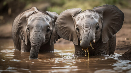 Fototapeta na wymiar bebês elefantes,