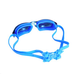 Swimming goggles isolated. Professional glasses for swimming isolated on transparent background. Blue swim goggle