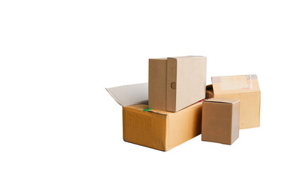 Brown cartons isolated with clipping paths on white background                               