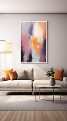 Serene Watercolor Oasis: A Minimalistic Modern Living Room Generative AI 1