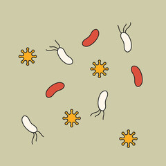H. pylori bacteria, Infection illustration. Helicobacter pylori outline vector illustration for social media or web. Bacteria illiustration.