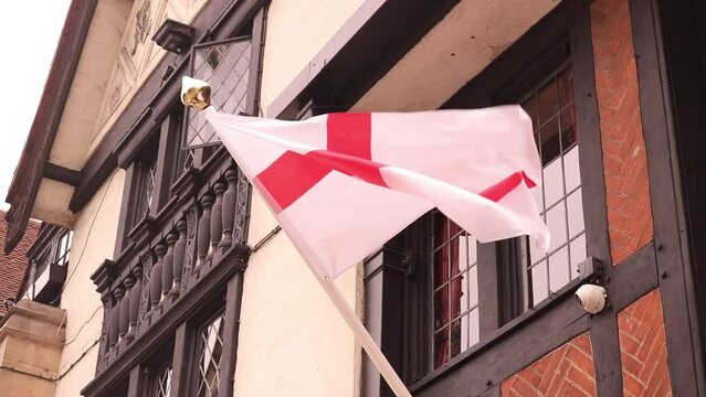 English Flag Waving in Wind