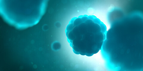 Mitosis under microscope (3D illustration)