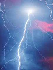 Thunder, lightning and rain at summer night - 615466597