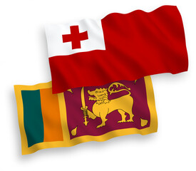 Flags of Kingdom of Tonga and Democratic Socialist Republic of Sri Lanka on a white background