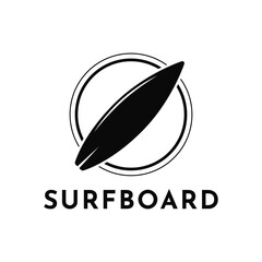 Vintage Retro Surfboard Emblem Circle Logo Design