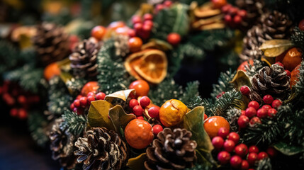 christmas wreath close-up 