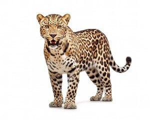 leopard on a white background, wild animals