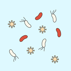 H. pylori bacteria, Infection illustration. Helicobacter pylori outline vector illustration for social media or web. Bacteria illiustration.