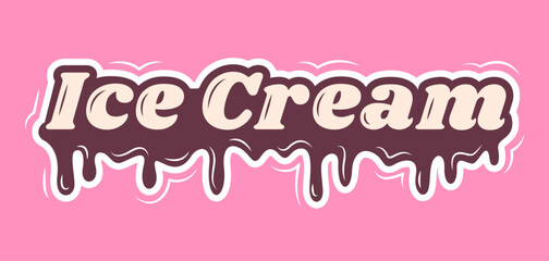 Ice Cream vector text illustration on a pink background
