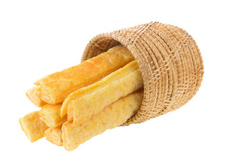 Pie or bread Sticks in basket on transparent png