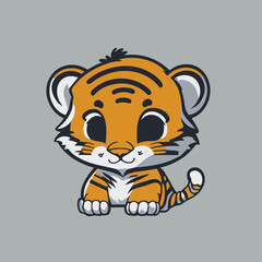Fototapeta na wymiar Cartoon Illustration of baby tiger, cute animal