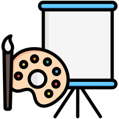 paint palette and canvas icons, are often used in design, websites, or applications, banner, flyer to convey specific concepts related to education theme