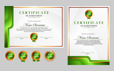 modern simple certificate design a4 luxury certificate green gold color