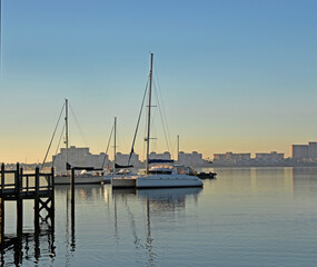 Fototapeta na wymiar Boats in the harbor at Gulfport in Florida