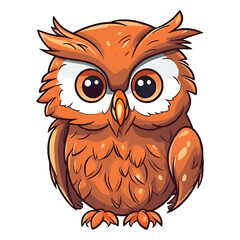 Curious Nighttime Prowler: Enthralling 2D Illustration Showcasing a Cute Tawny Owl