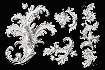 White vector set of baroque elements 