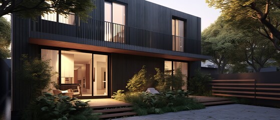 Amazing Shot of a Cubic Style Modern and Luxury House, Expensive house in the middle of the Vegetation. Generative AI