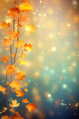 Naklejka na ściany i meble A blurred autumn, windy sky abstract background with bokeh glow, Illustration. AI generative