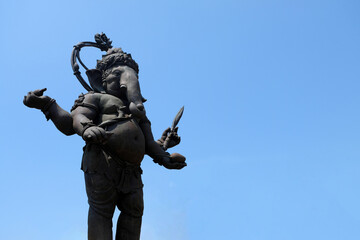 The ancient Ganesha statue or ancient Ganesha image on isolated background	