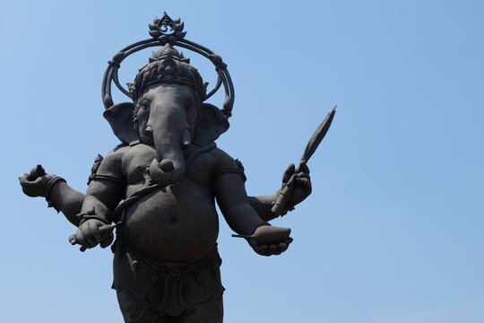The ancient Ganesha statue or ancient Ganesha image on isolated background	