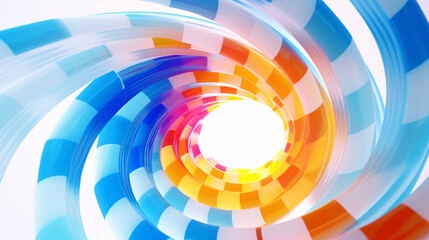 Abstract orange blue gradient transparent spiral design